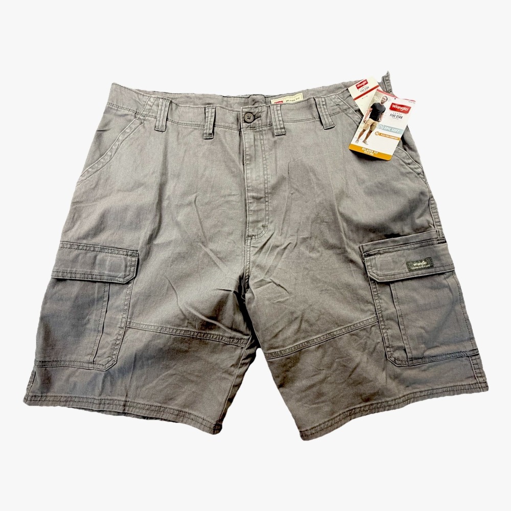 Wrangler Cargo Shorts Men Relaxed Fit Gray Utility Outdoor Hiking NWT